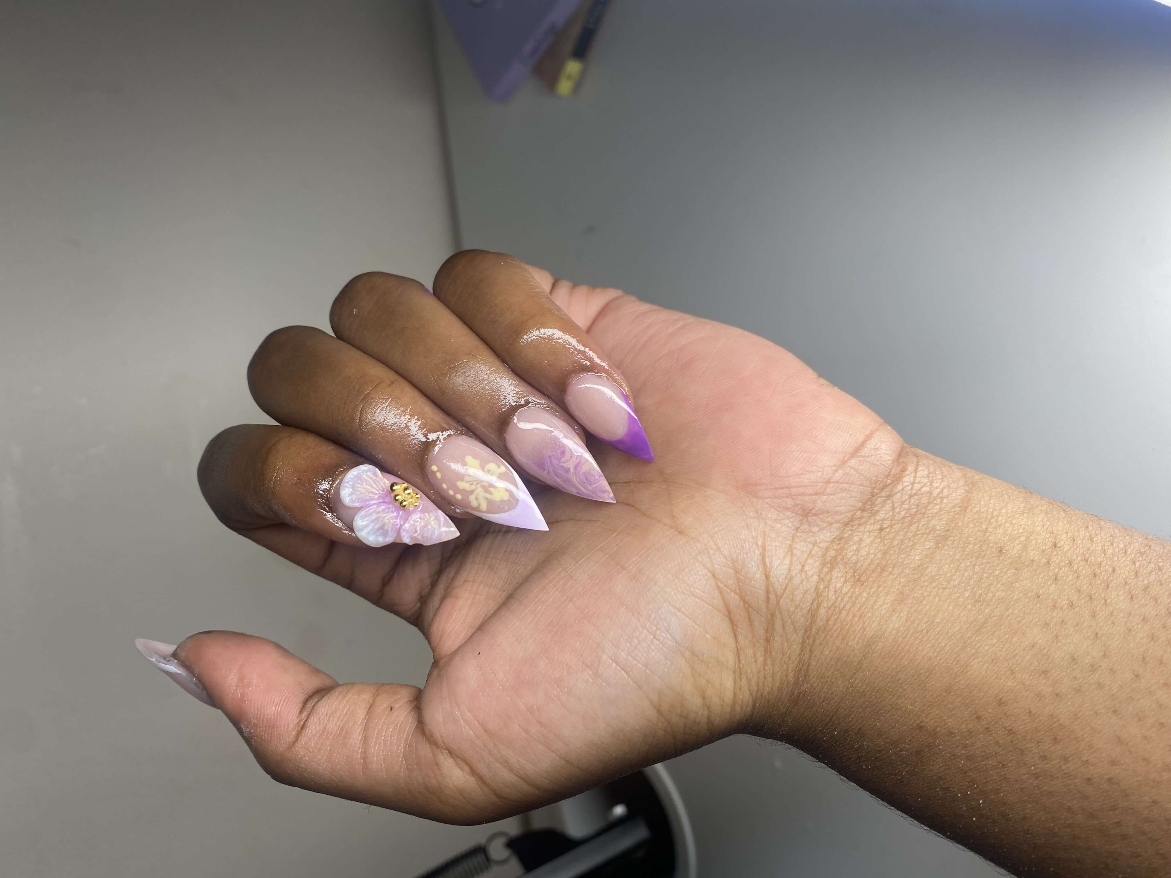 Close-up of polished nails